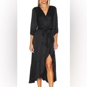Luna Luz silk blend stunning black wrap around dress silk blend.Founded in Spain